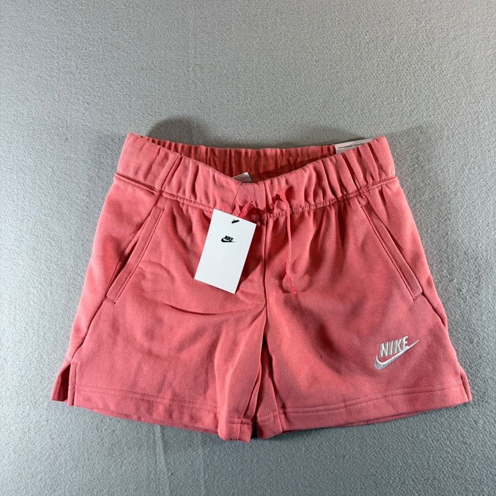 Nike Girls Sportswear Fleece Shorts Pink DA1405-603 Size Medium NWT